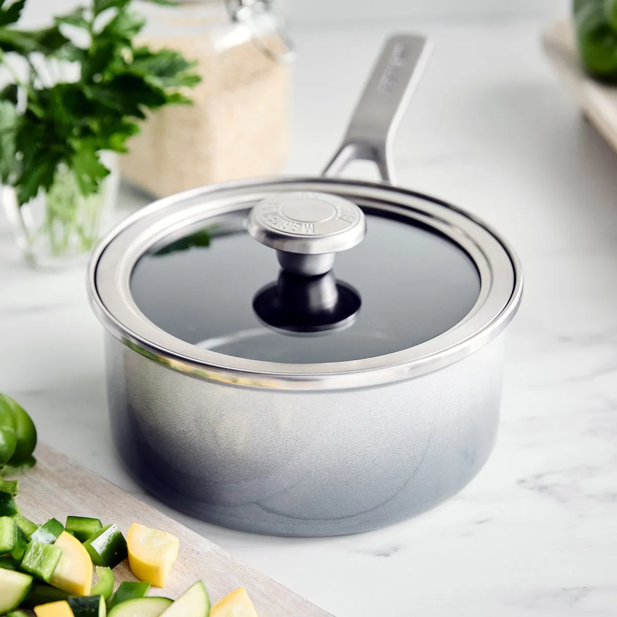 Merten & Storck Steel Core Enameled 2-Quart Saucepan with Lid | Cloud Gray