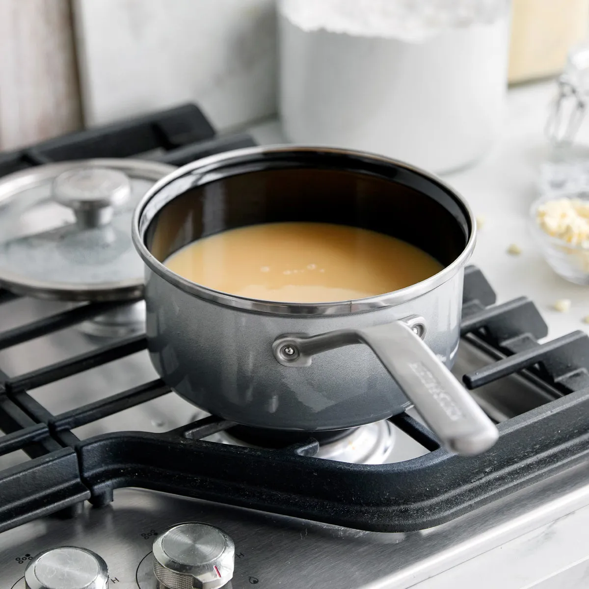 Merten & Storck Steel Core Enameled 2-Quart Saucepan with Lid | Cloud Gray