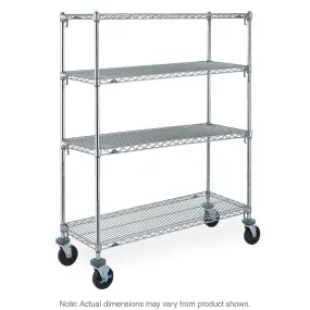 Metro Super Adjustable Super Erecta Industrial Wire Shelving Stem Caster Cart, Chrome (4 Shelves)