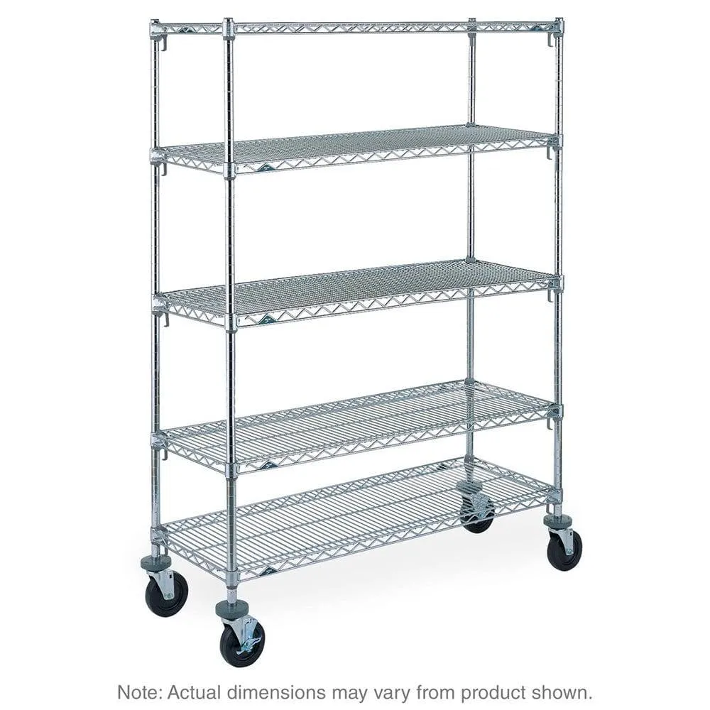 Metro Super Adjustable Super Erecta Industrial Wire Shelving Stem Caster Cart, Chrome (5 Shelves)