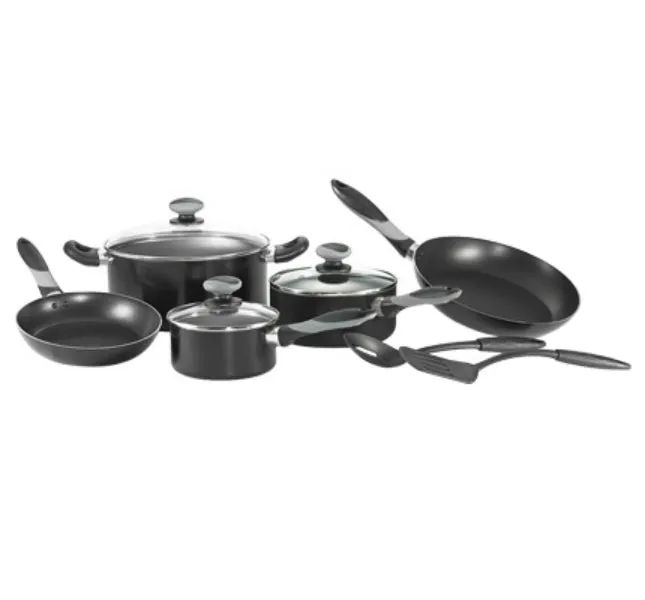 Mirro A797SA94 Get-A-Grip Aluminum Non-Stick Cookware Set, Black, 10-Piece