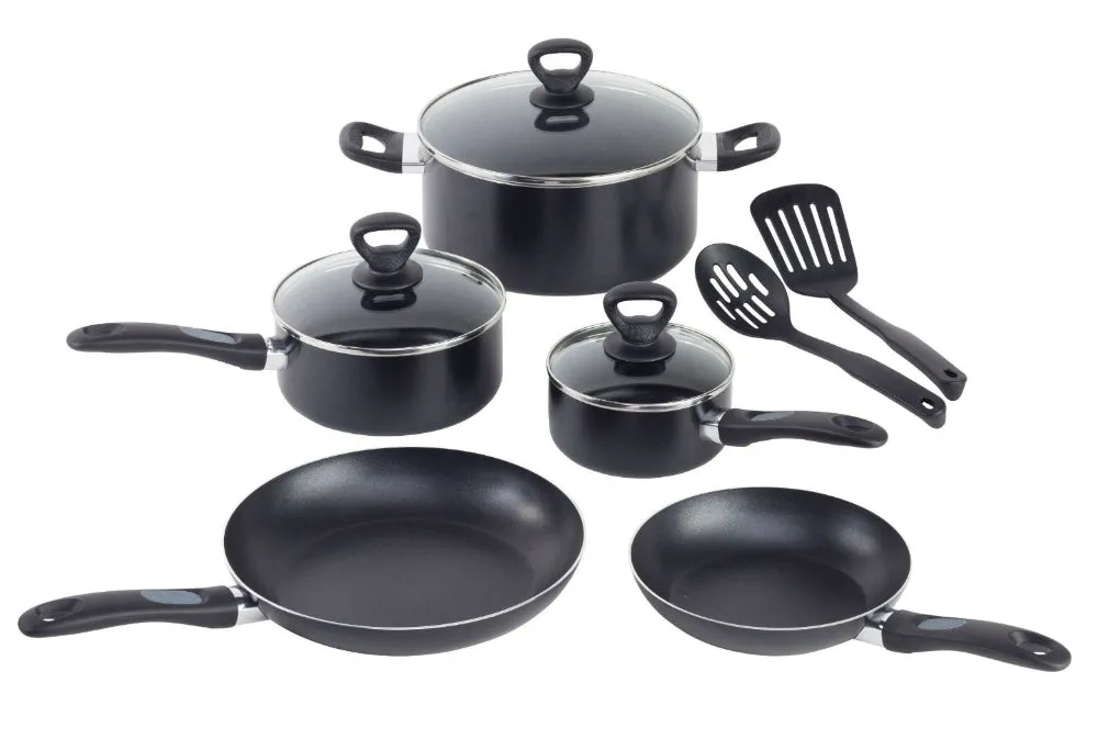 Mirro A797SA94 Get-A-Grip Aluminum Non-Stick Cookware Set, Black, 10-Piece