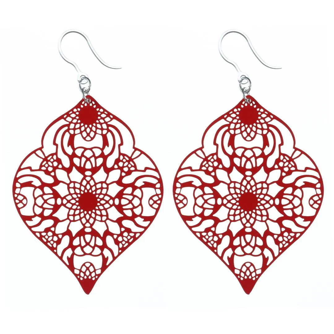 Moroccan Leaf Dangles Hypoallergenic Earrings for Sensitive Ears Made with Plastic Posts