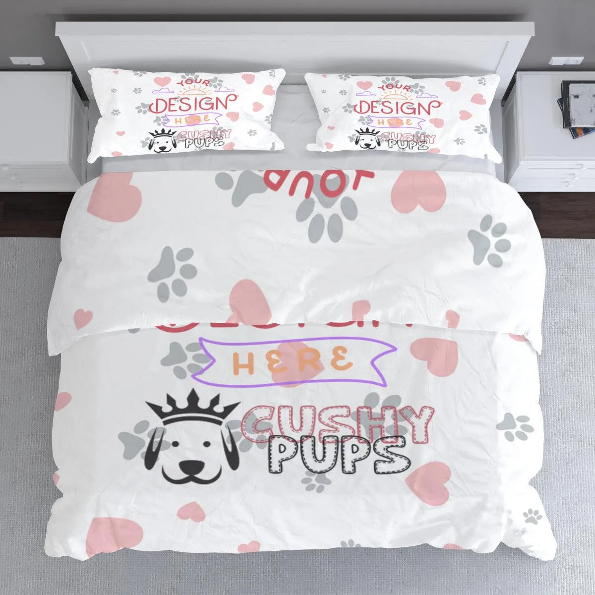 Multi-Size Printed Duvet Cover 3-Piece Set (Double-Sided Printing)｜ Polyester - YOUR DESIGN HERE