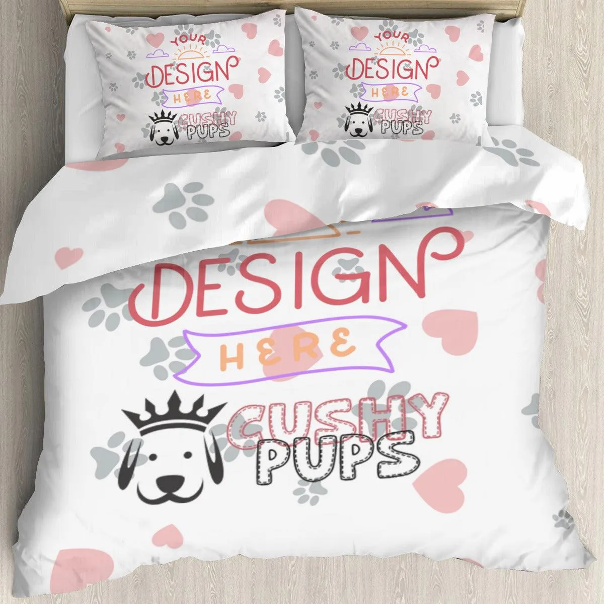 Multi-Size Printed Duvet Cover 3-Piece Set (Double-Sided Printing)｜ Polyester - YOUR DESIGN HERE