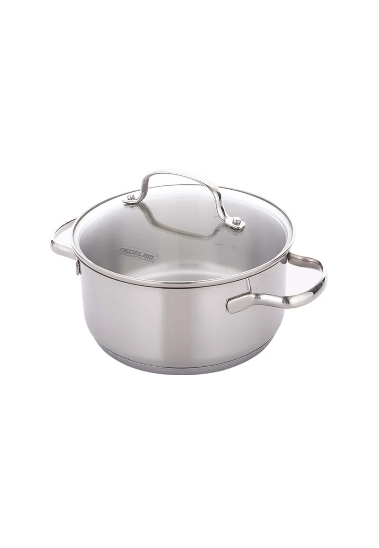 Neoflam Stainless Steel Casserole with Glass Lid