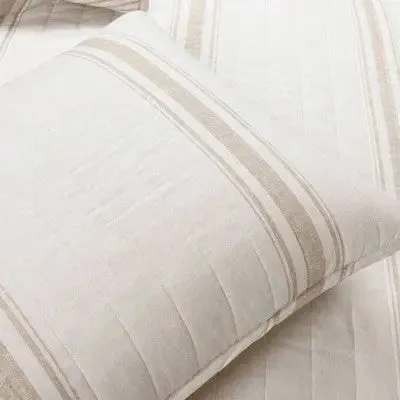 New - 2pc Twin/Twin Extra Long Farmhouse Striped Reversible Quilt Bedding Set Off White/Cream - Lush Décor