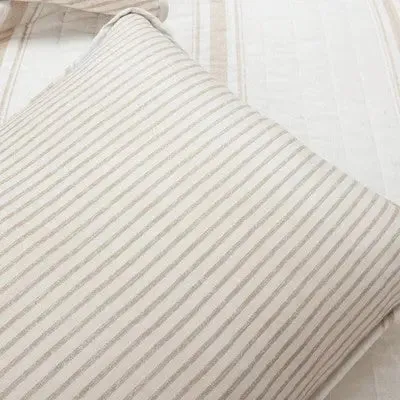 New - 2pc Twin/Twin Extra Long Farmhouse Striped Reversible Quilt Bedding Set Off White/Cream - Lush Décor