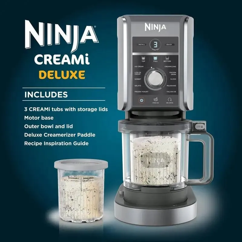 Ninja CREAMi Deluxe NC501UK 10-in-1 Ice Cream and Frozen Drink Maker