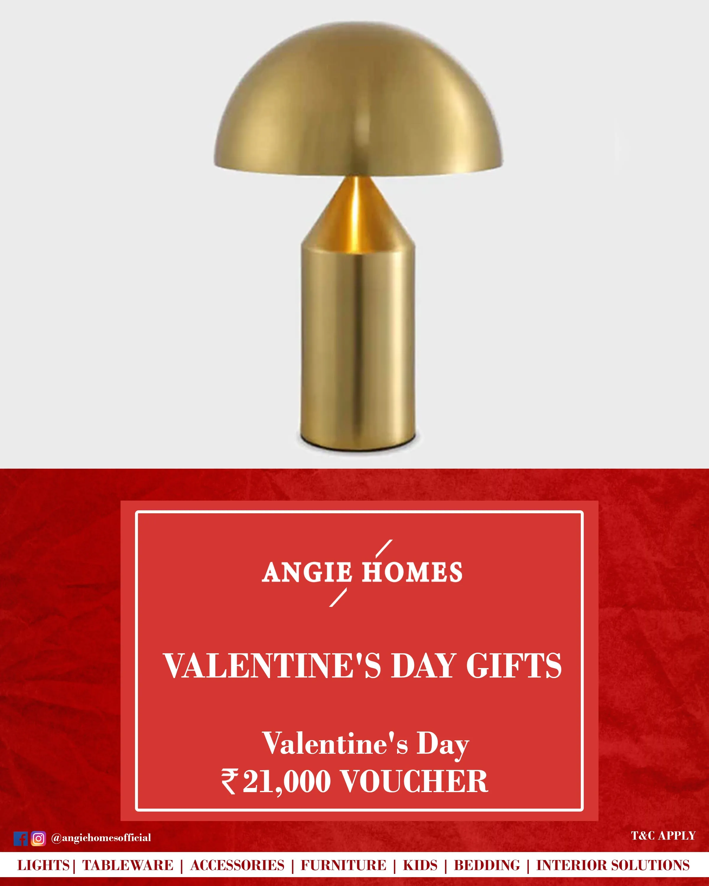 Online Happy Valentine's Day Gift Card Voucher for Table Lamp