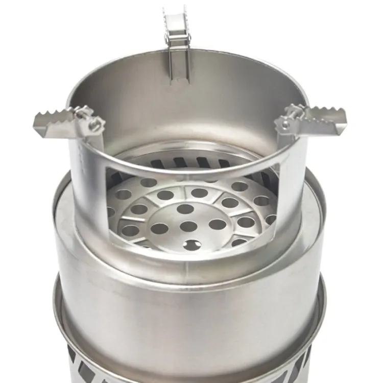 Outdoor Portable Round Wood Stove Charcoal Stove Solid Alcohol Stove Thick Stainless Steel Picnic Stove