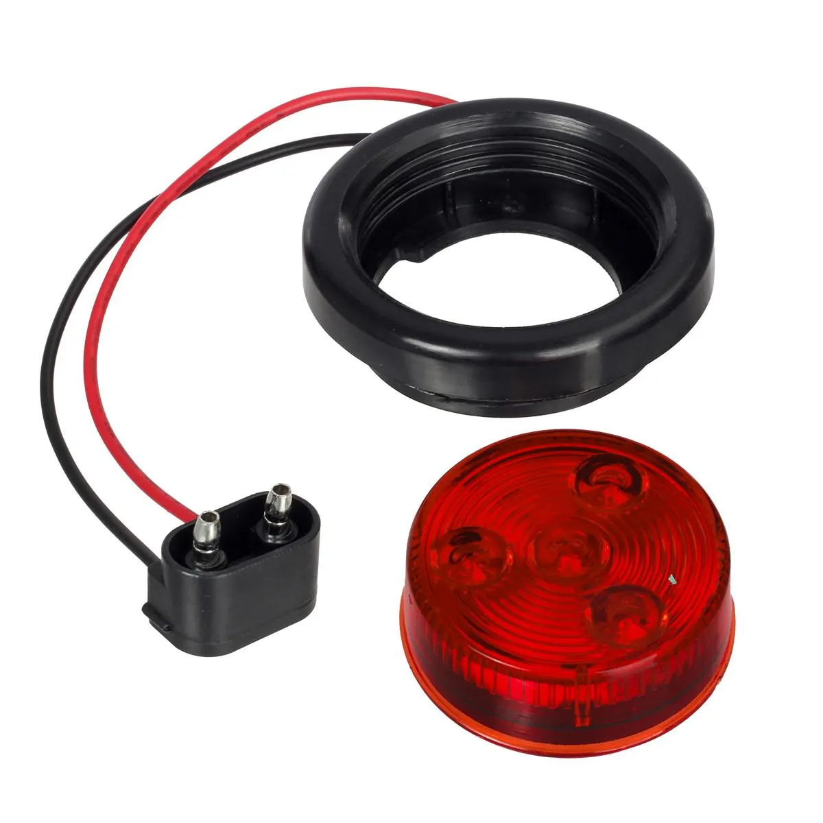 Partsam 10x Red 2" Round Sealed Clearance Marker Light 4LED Grommet & Pigtails w Reflex Lens, 2 inch round led marker lights, 2 inch round led trailer lights, 2 inch round led lights