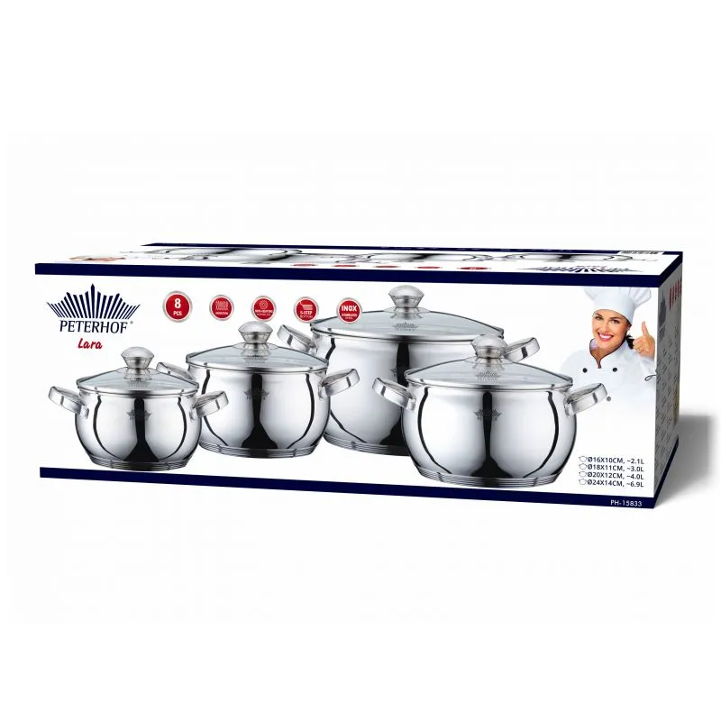 Peterhof PH-15833; Stainless Steel Cookware Set  8pcs