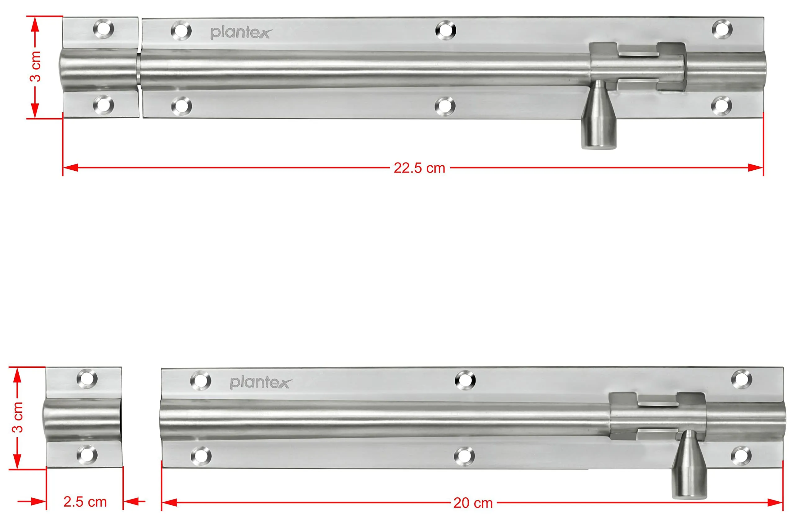 Plantex Stainless Steel Tower Bolt/Tower Bolt for Home,Offices Doors and Windows/Tower Bolt for Main Door/Door Latch/Kundi/Chitakini/Door Latch for Windows - Pack of 2 (Matt Finish, 8 inch)