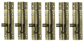 Plantex Stainless Steel Tower Bolt/Tower Bolt for Home,Offices Doors and Windows/Tower Bolt for Main Door/Door Latch/Kundi/Chitakini/Door Latch for Windows - Pack of 6 (Brass Antique, 4 inch)