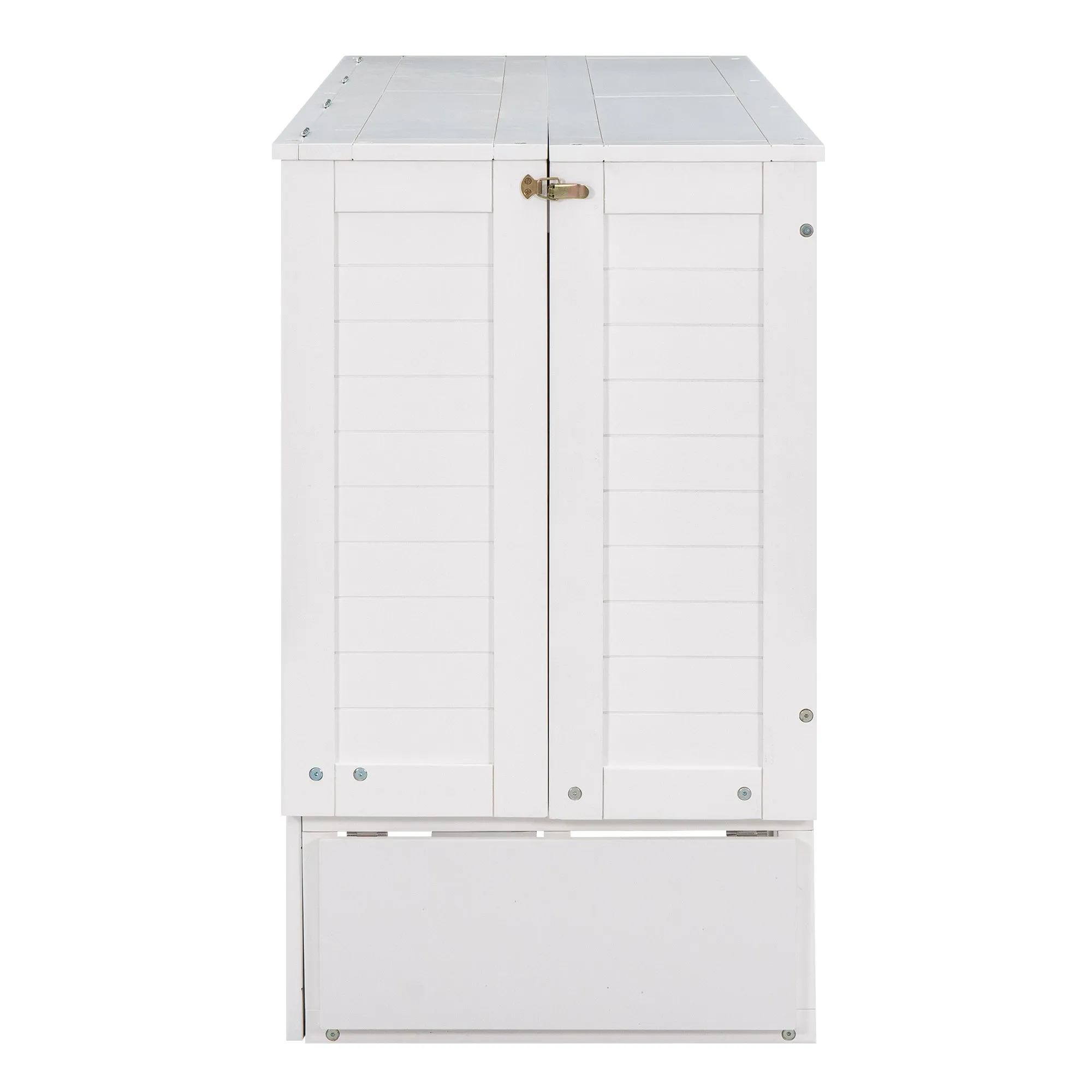 Queen Size Mobile Murphy Bed with Drawer and Little Shelves on Each Side,White