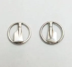 Rowing Open Circle with Rowing Hatchets Post Earrings made by Rubini Jewelers.