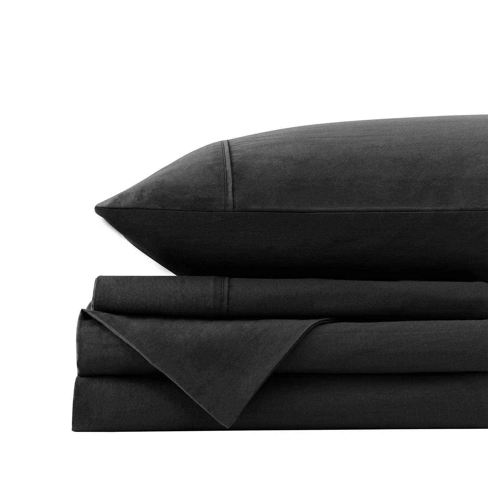 Royal Comfort Vintage Washed 100% Cotton Sheet Set Fitted Flat Sheet Pillowcases Queen Charcoal