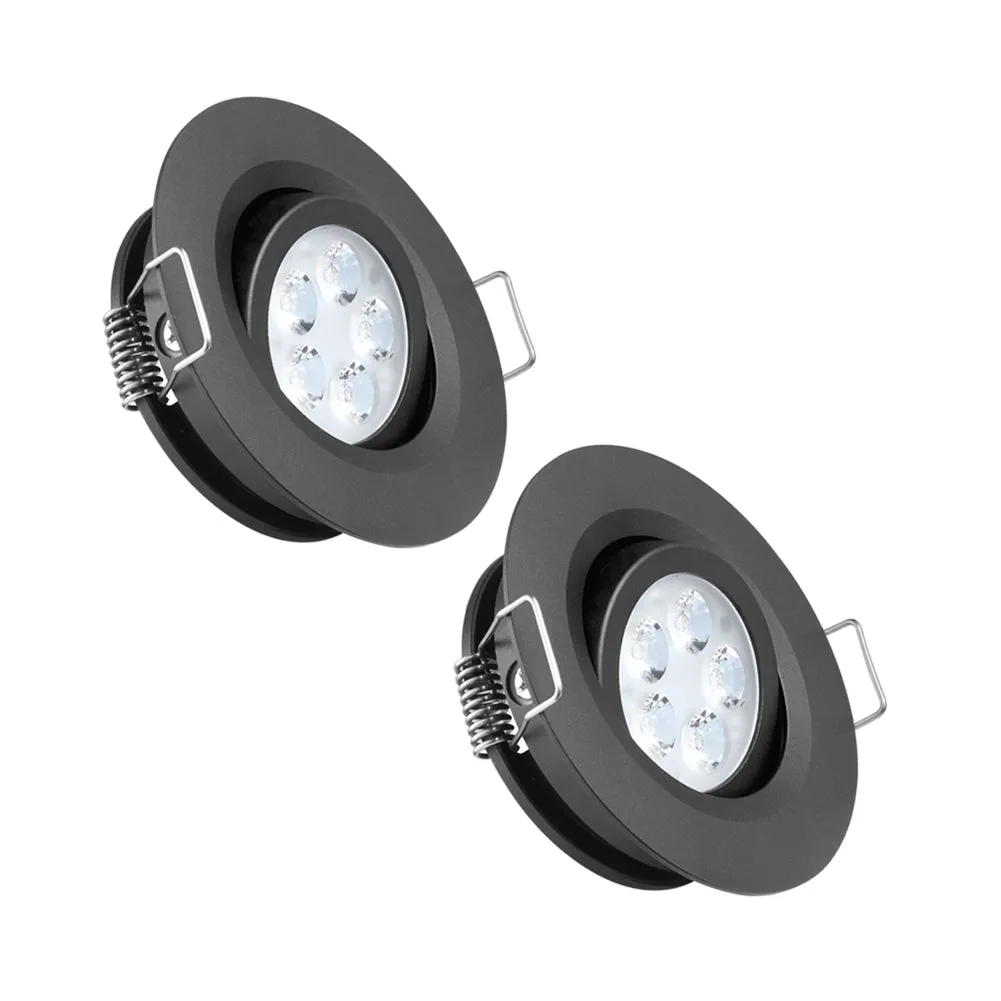 RV 12V Swivel Recessed Puck Light LED Spotlight  36° Beam Angle Vertical 70° Adjustment,Full Aluminum Diameter 2-3/4 Inch Black