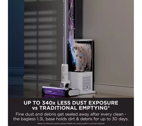 Shark IW3510UK Detect Pro Cordless Vacuum Cleaner with Auto-Empty System 1.3L - 60 Minutes Run Time White & Purple Clearance