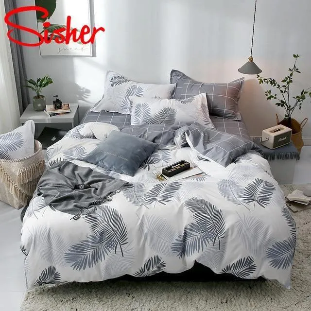 Simple Bedding Set With Pillowcase Duvet Cover Sets Bed Linen Sheet Single Double Queen King Size