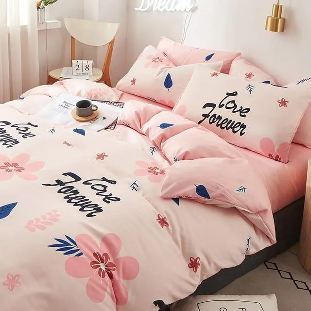 Simple Bedding Set With Pillowcase Duvet Cover Sets Bed Linen Sheet Single Double Queen King Size