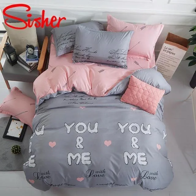 Simple Bedding Set With Pillowcase Duvet Cover Sets Bed Linen Sheet Single Double Queen King Size