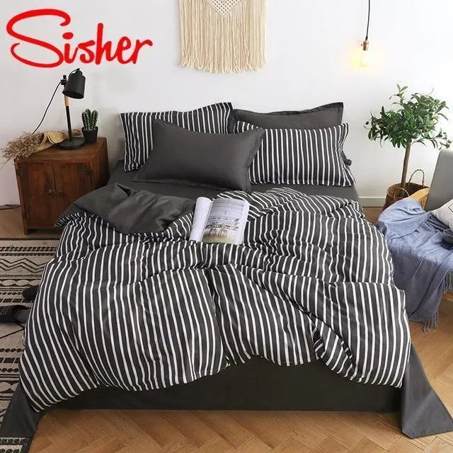 Simple Bedding Set With Pillowcase Duvet Cover Sets Bed Linen Sheet Single Double Queen King Size