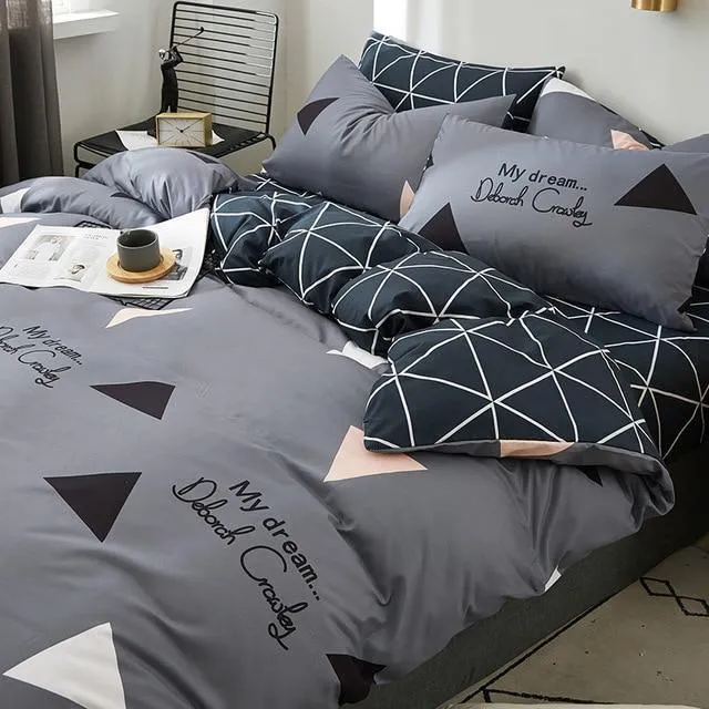 Simple Bedding Set With Pillowcase Duvet Cover Sets Bed Linen Sheet Single Double Queen King Size