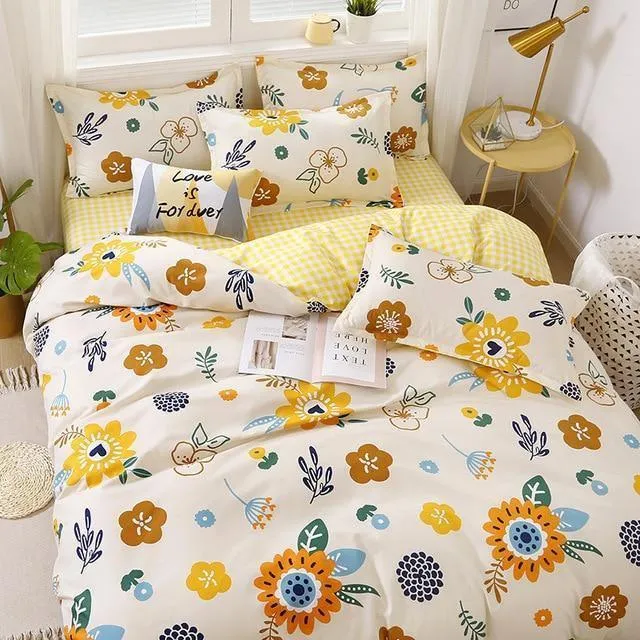 Simple Bedding Set With Pillowcase Duvet Cover Sets Bed Linen Sheet Single Double Queen King Size