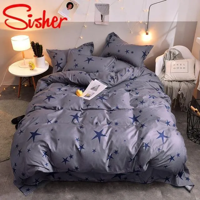 Simple Bedding Set With Pillowcase Duvet Cover Sets Bed Linen Sheet Single Double Queen King Size