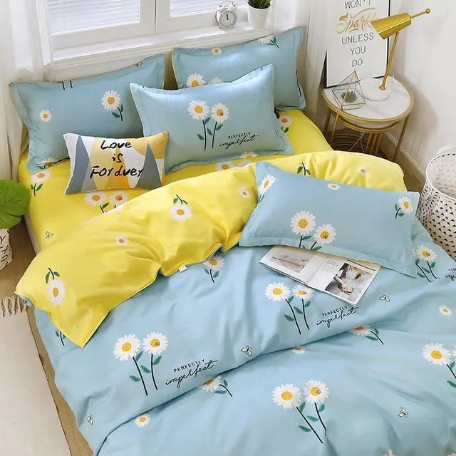 Simple Bedding Set With Pillowcase Duvet Cover Sets Bed Linen Sheet Single Double Queen King Size