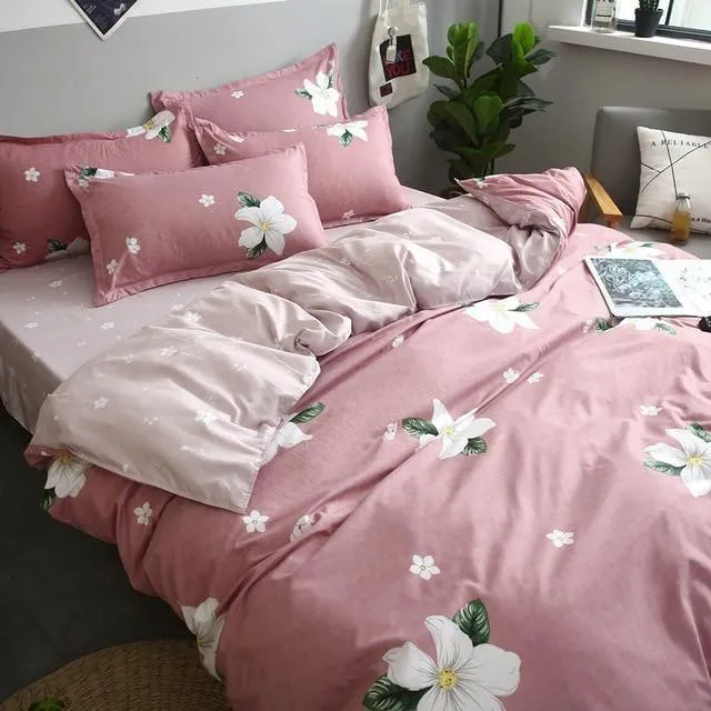 Simple Bedding Set With Pillowcase Duvet Cover Sets Bed Linen Sheet Single Double Queen King Size