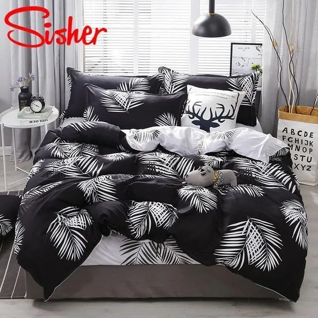 Simple Bedding Set With Pillowcase Duvet Cover Sets Bed Linen Sheet Single Double Queen King Size