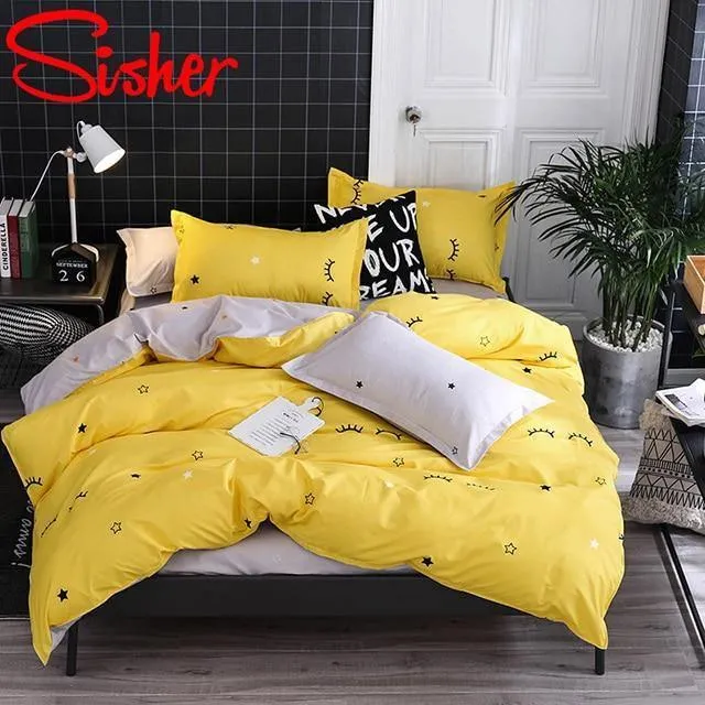 Simple Bedding Set With Pillowcase Duvet Cover Sets Bed Linen Sheet Single Double Queen King Size