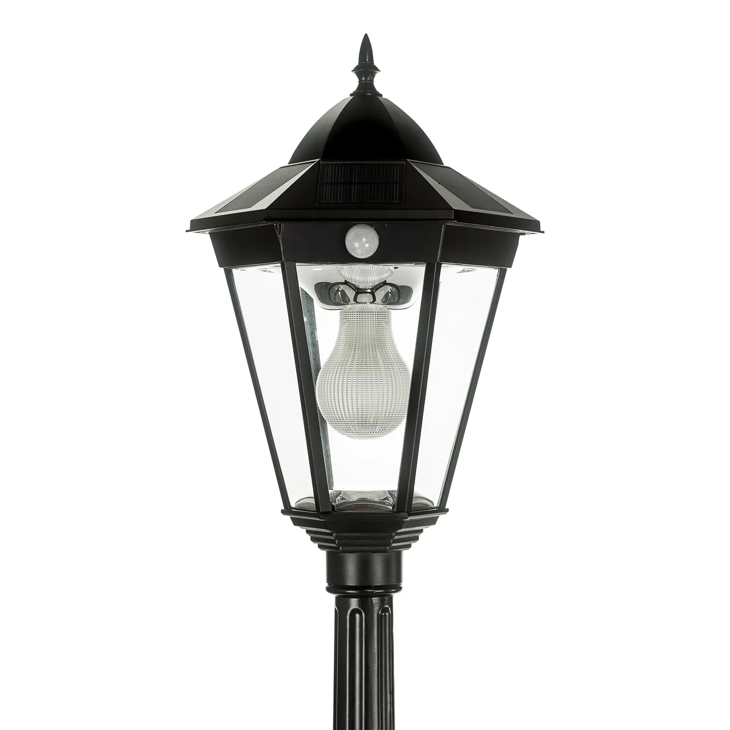 Single Head LED Post Light w/ Motion Sensor 4w in Black (Curved/Straight) Solar Lighting Direct