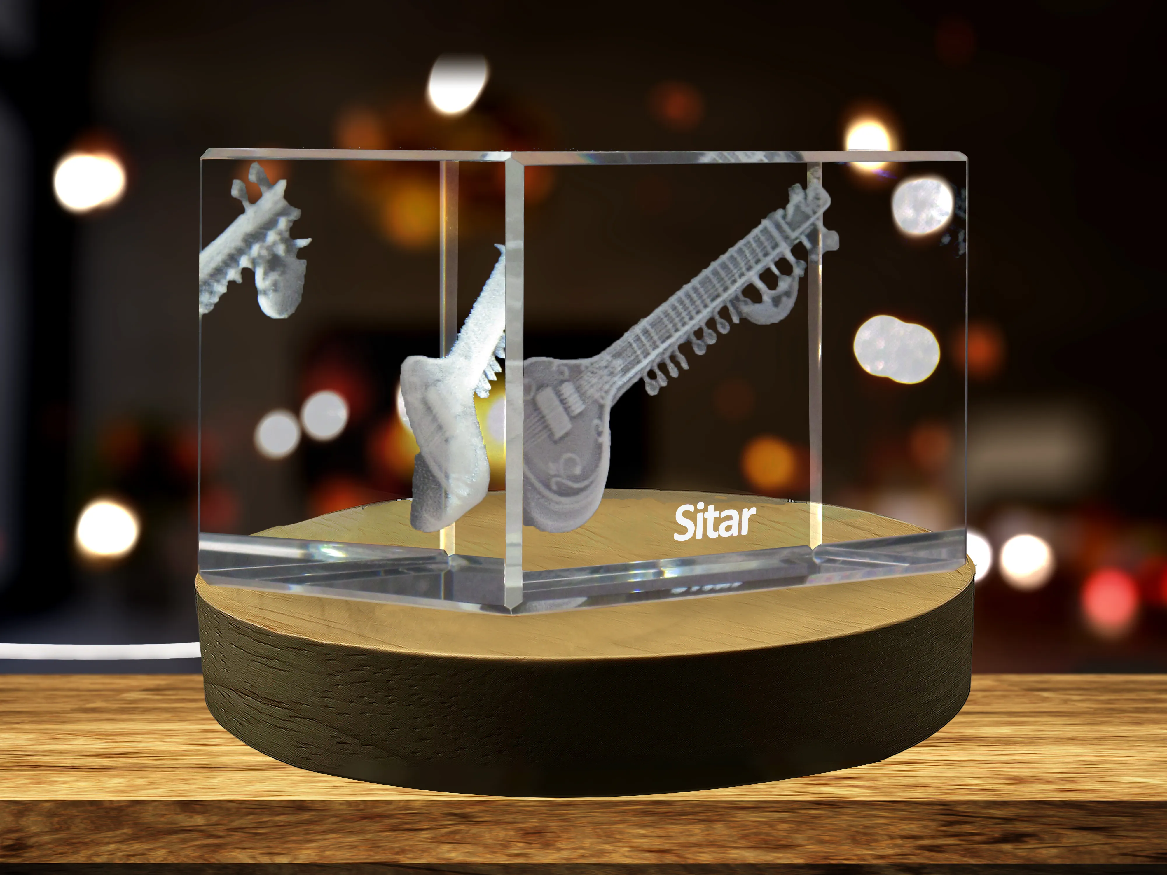 Sitar 3D Engraved Crystal 3D Engraved Crystal Keepsake/Gift/Decor/Collectible/Souvenir