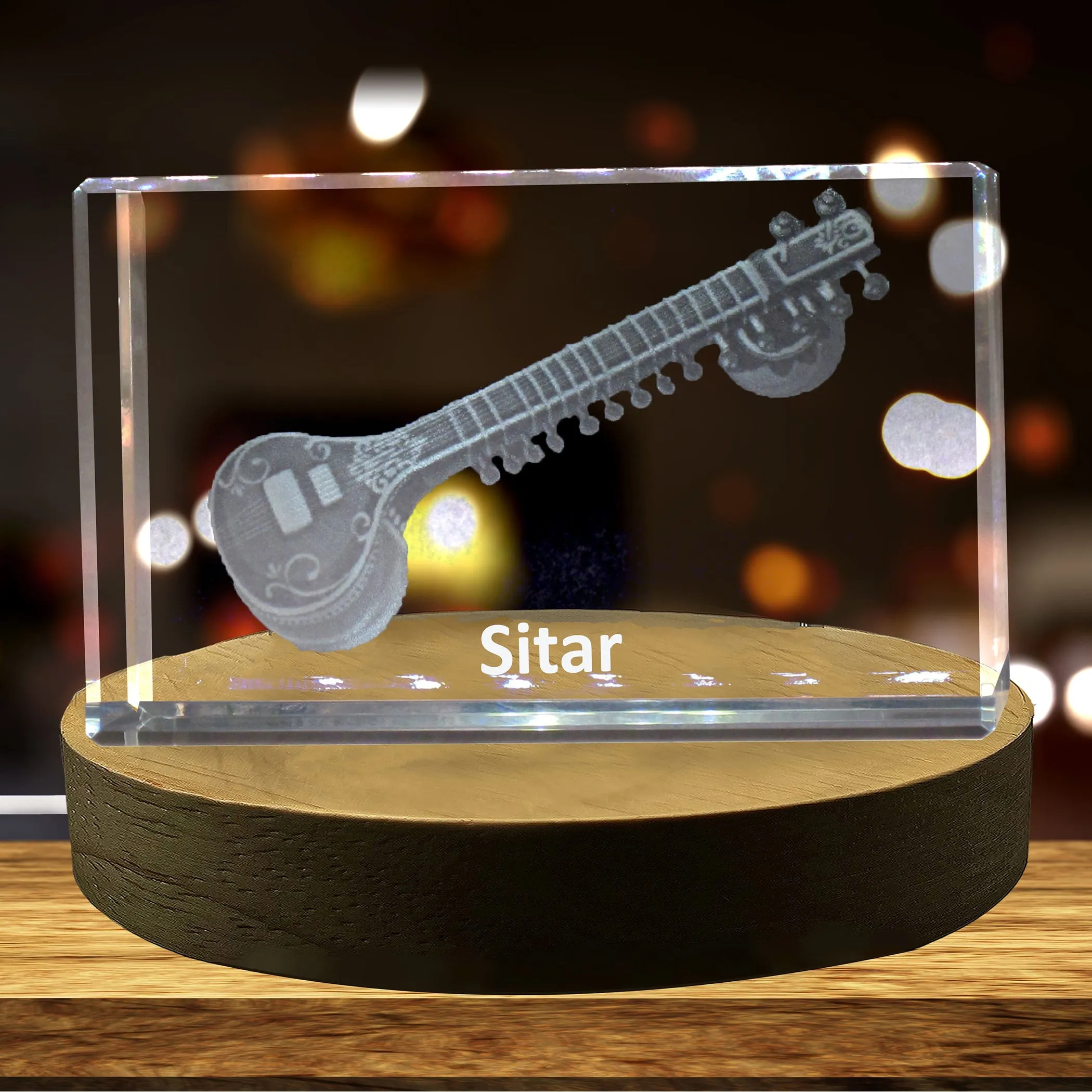 Sitar 3D Engraved Crystal 3D Engraved Crystal Keepsake/Gift/Decor/Collectible/Souvenir