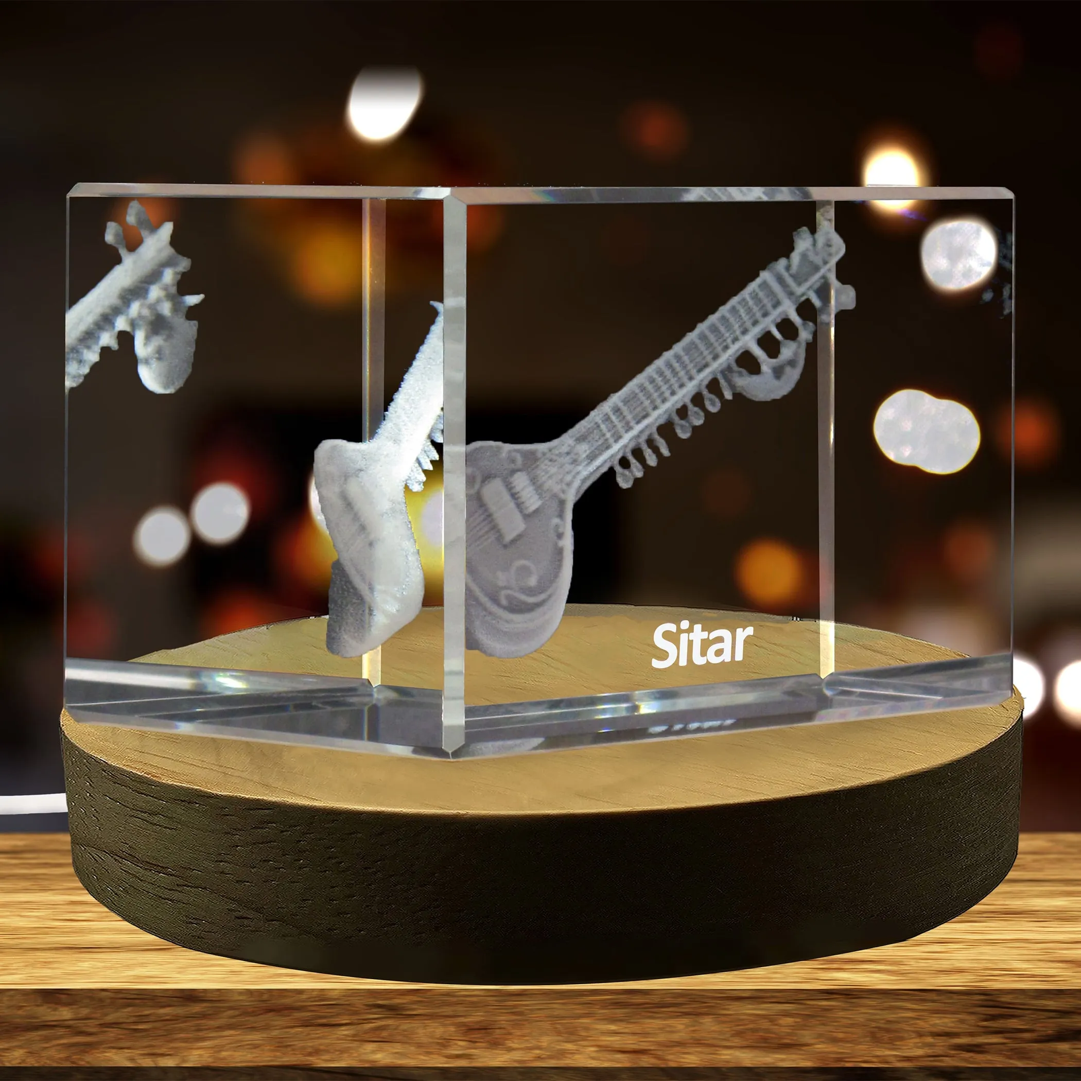 Sitar 3D Engraved Crystal 3D Engraved Crystal Keepsake/Gift/Decor/Collectible/Souvenir