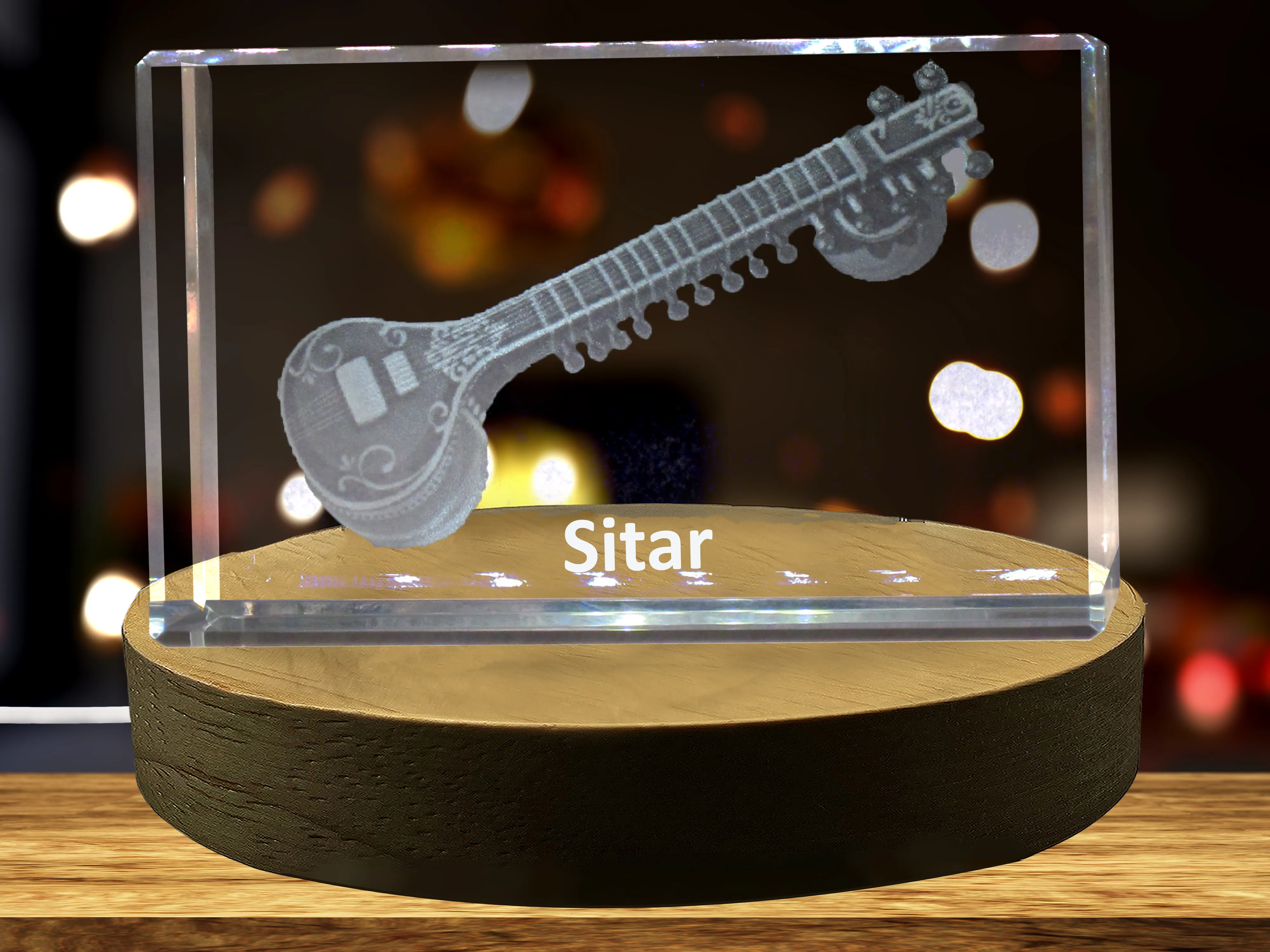 Sitar 3D Engraved Crystal 3D Engraved Crystal Keepsake/Gift/Decor/Collectible/Souvenir