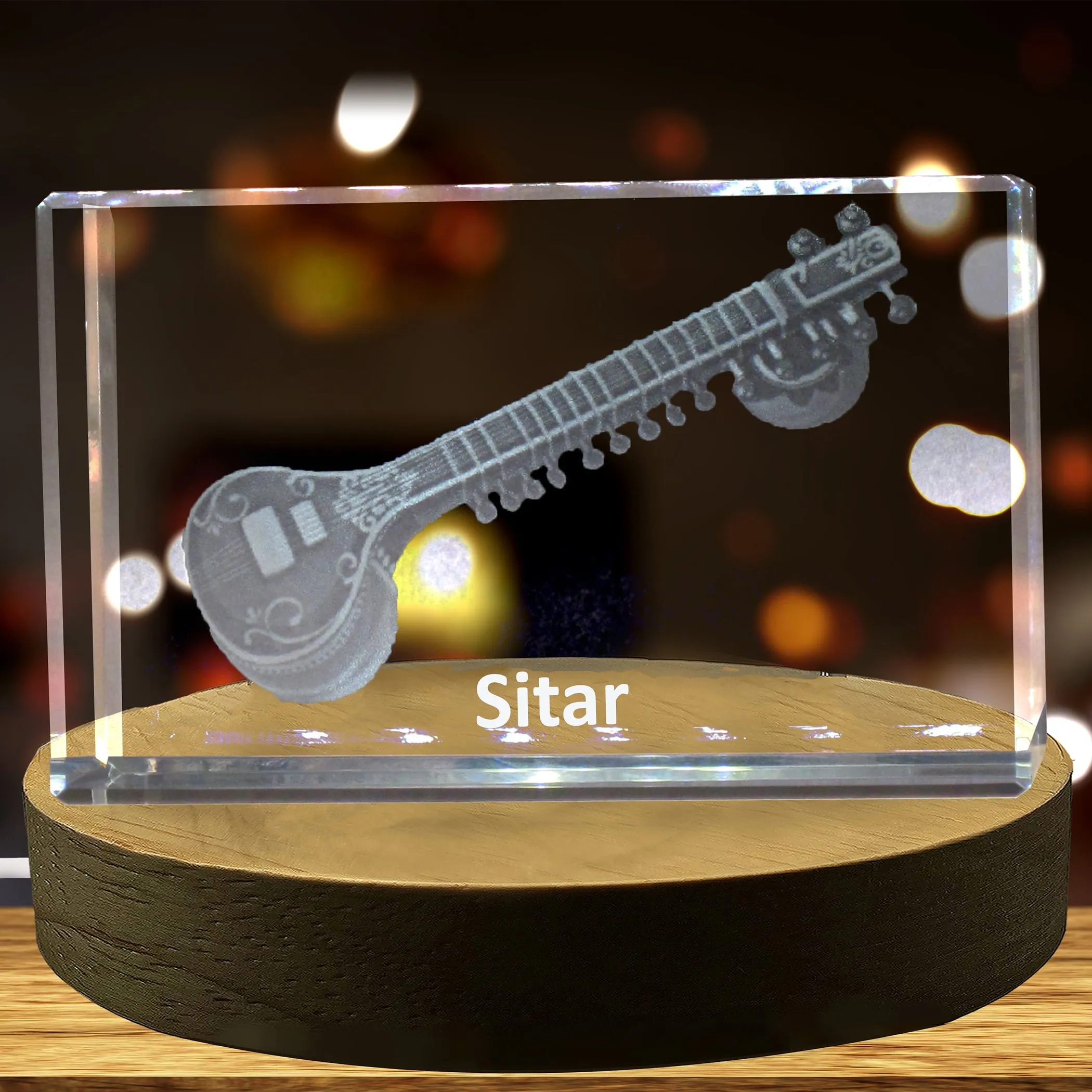 Sitar 3D Engraved Crystal 3D Engraved Crystal Keepsake/Gift/Decor/Collectible/Souvenir