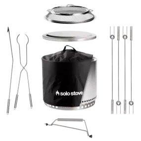 Solo Stove Stainless Steel Bonfire Ultimate Bundle 2.0 - Portable &amp; "Smokeless"