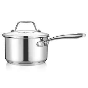 Stainless Steel Cookware Saucepan - 2 Quart, Heavy Duty Induction Pot, Saucepan With Lid