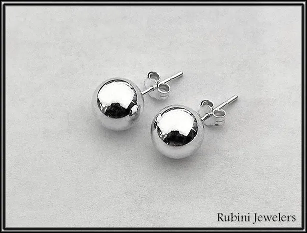 Sterling Silver 9mm Ball Studs Post Earrings