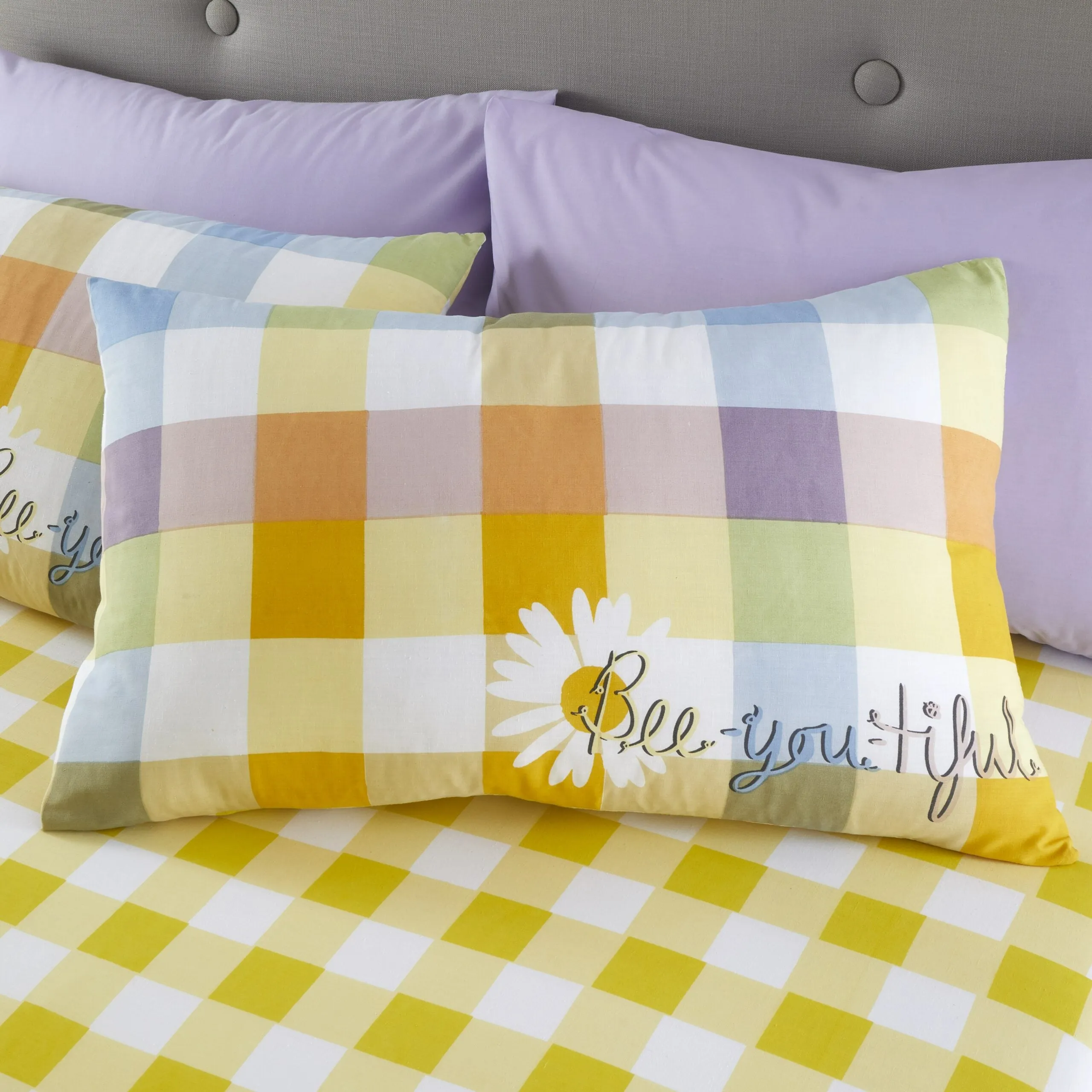 Sunny Gingham Check Printed Duvet Set