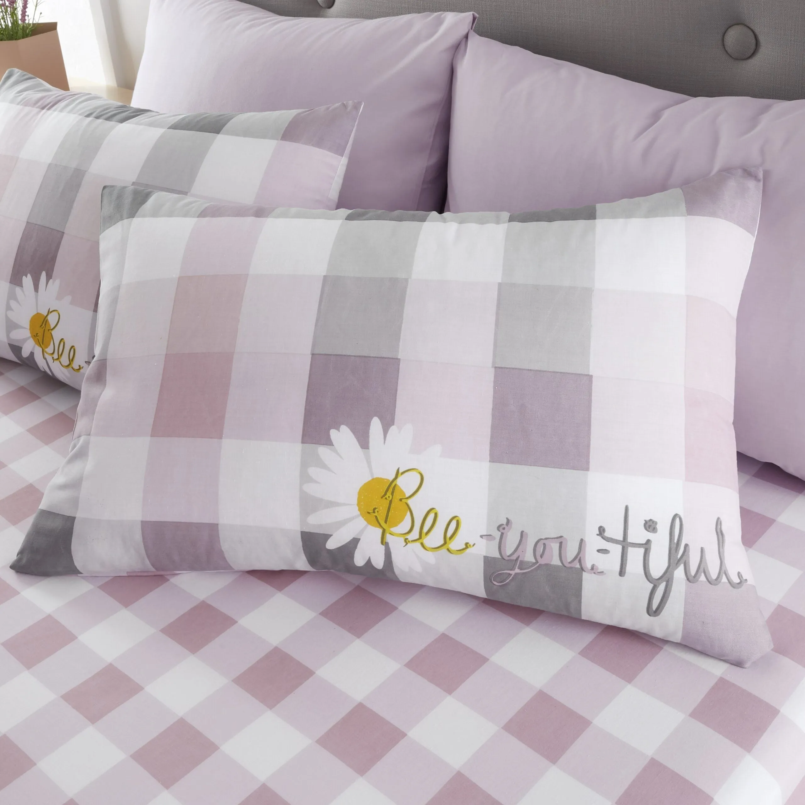 Sunny Gingham Check Printed Duvet Set