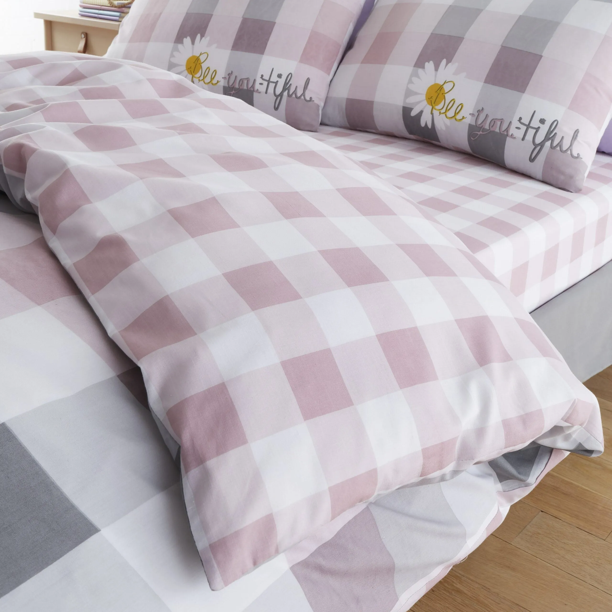 Sunny Gingham Check Printed Duvet Set