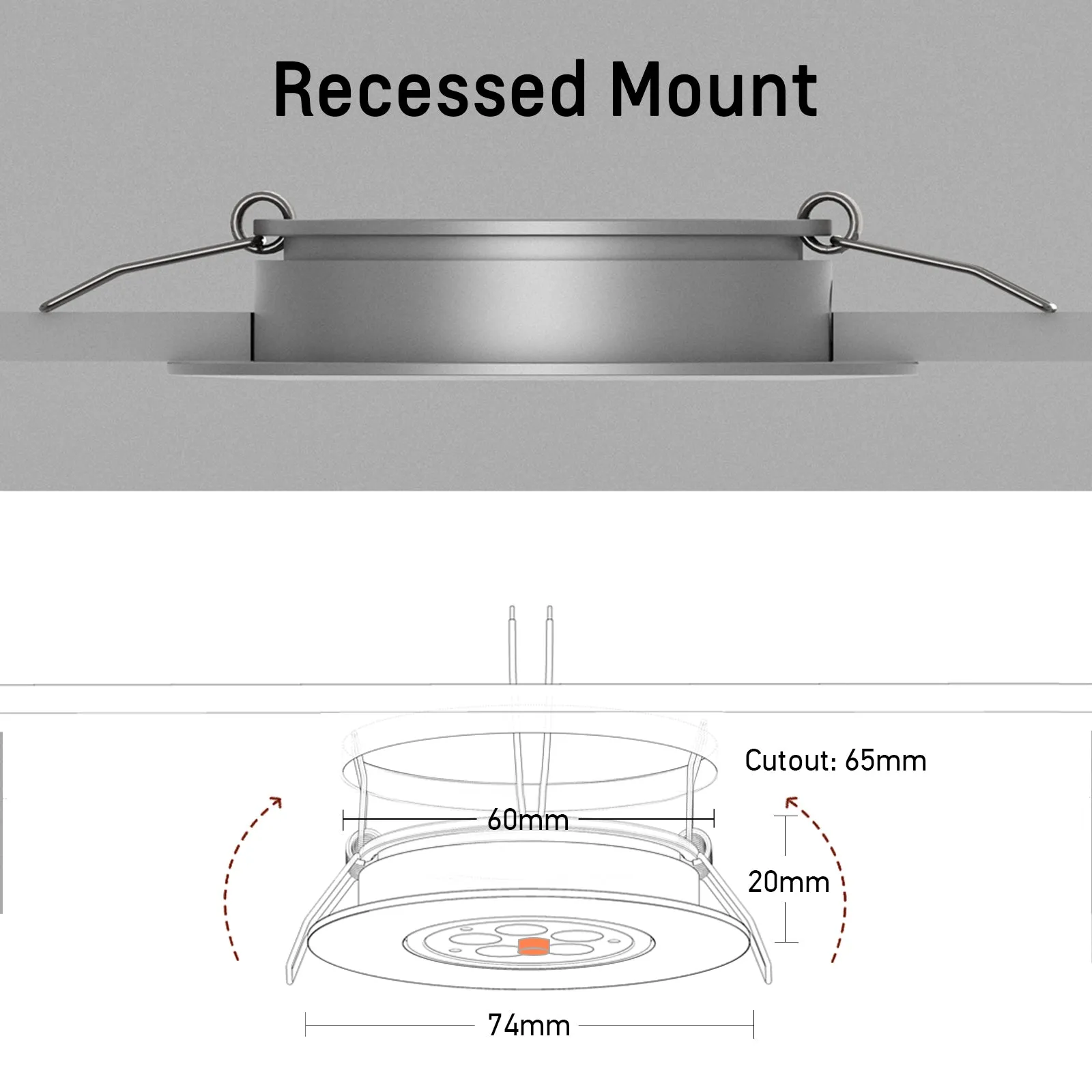 Swivel RV Light Recessed Puck Light 12V LED RV Interior Light, 36° Beam Angle Vertical 70° Adjustment,Full Aluminum Downlights,3 Inch Inbuilt Dimmer Switch & Red Nightlight, Silver