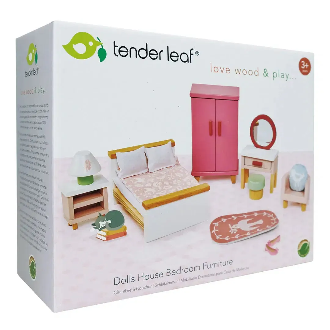 Tender Leaf Toys - Dolls house bedroom furniture set