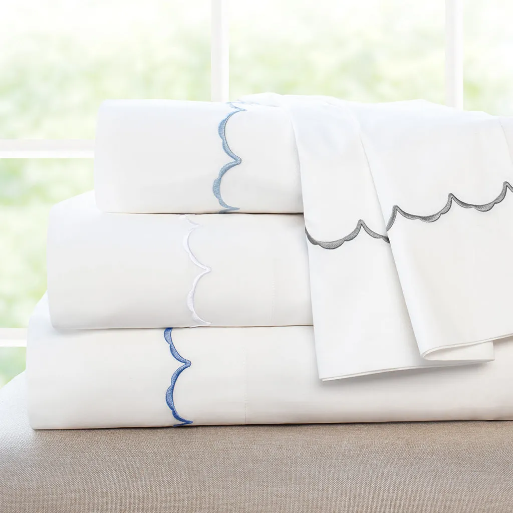 The Coastal Blue Wavelet Embroidered Sheet Set